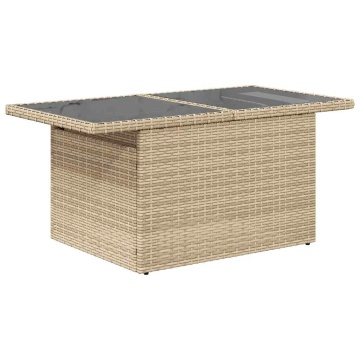Set canapele grădină cu perne 9 piese bej poliratan/lemn acacia - Img 5