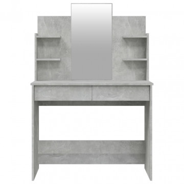 Set cu masă de toaletă, gri beton, 96x40x142 cm - Img 5