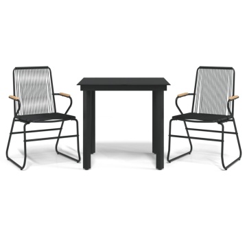 Set cu masă pentru grădină, 3 piese, negru, ratan PVC - Img 2
