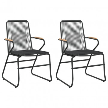 Set cu masă pentru grădină, 3 piese, negru, ratan PVC - Img 4