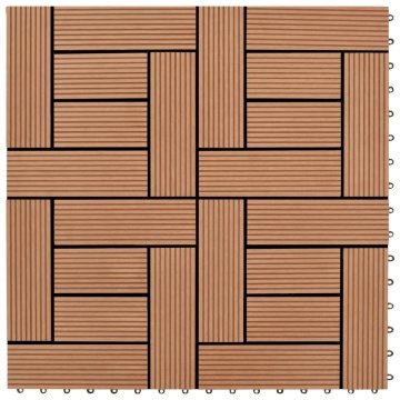 Set de 11 bucăți de plăci 30 x 30 cm din WPC 1 mp, maro - Img 1