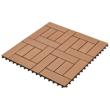 Set de 11 bucăți de plăci 30 x 30 cm din WPC 1 mp, maro - Img 2