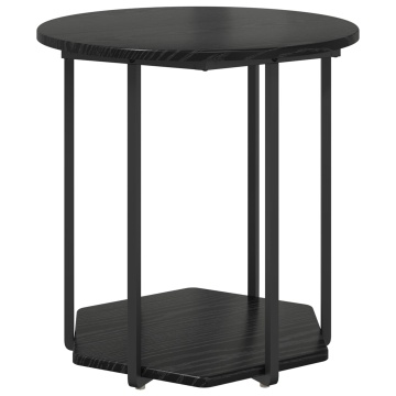 Set de 2 mese laterale Negre din lemn furniruit și metal - Img 4