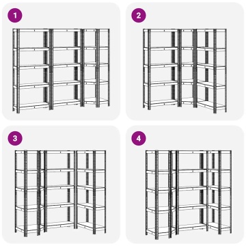 Set de 3 rafturi cu 5 straturi oțel albastru și lemn prelucrat - Img 6