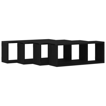 Set de 4 rafturi - Stejar negru - 60x15x23 cm - Fabricat din lemn compus - Img 2