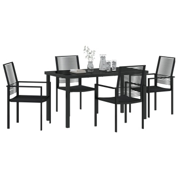 Set de 5 Piese de Dining pentru Grădină Negru Rattan PVC - Img 3