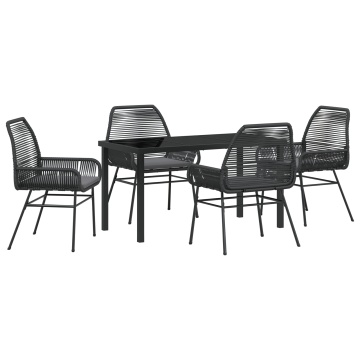 Set de 5 Piese pentru Cină în Grădină cu Pernițe Negru din Ratan Poly - Img 2