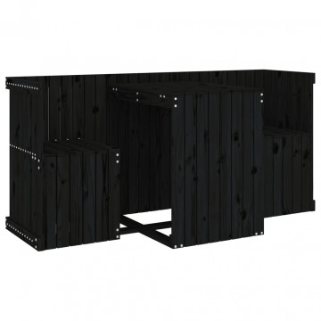 Set de balcon cu 2 locuri, negru, lemn masiv de pin - Img 2