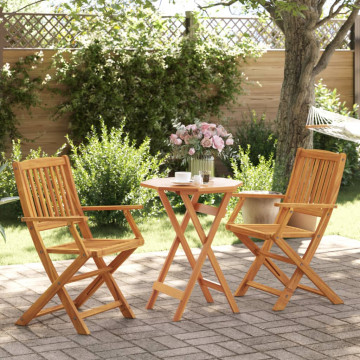 Set de bistro pliabil, 3 piese, lemn masiv de acacia - Img 1