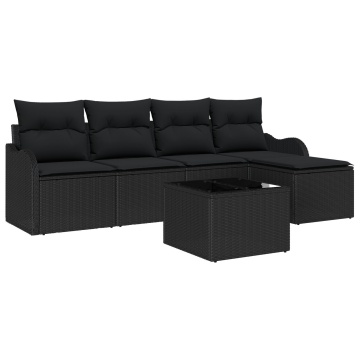 Set de Canapea pentru Grădină cu Pernă Bej din Ratan Polimer, Set de Canapea pentru Grădină cu Depozitare & Pernă Neagră din Ratan Polimer - Img 2
