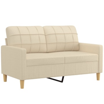 Set de canapele cu perne, 2 piese, crem, textil - Img 3