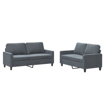 Set de canapele cu perne, 2 piese, gri închis, catifea - Img 2