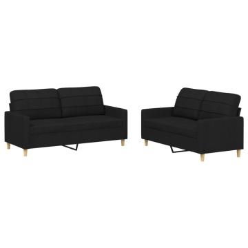 Set de canapele cu perne, 2 piese, negru, textil - Img 2