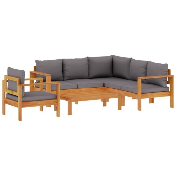Set de canapele de grădină cu perne, 5 buc., lemn masiv acacia - Img 2