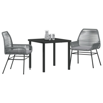 Set de dining de grădină 3 piese cu perne Gri din Ratan PE - Img 3