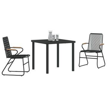 Set de dining de grădină 3 piese Negru Rattan PVC - Img 3