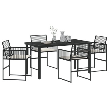 Set de dining de grădină 5 piese cu perne, Negru Poliratan - Img 3