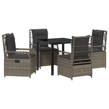 Set de dining de grădină 5 piese gri rattan poli - Img 2