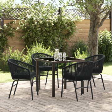 Set de dining de grădină 5 piese Negru Rattan Poliester - Img 1