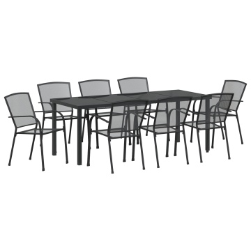 Set de dining de grădină 9 piese din oțel antracit - Img 2
