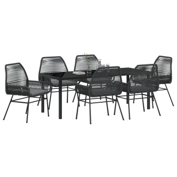 Set de dining de grădină cu 7 piese și perne din poliratán negru - Img 3