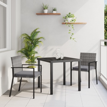 Set de dining pentru grădină 3 piese gri poliratan - Img 1