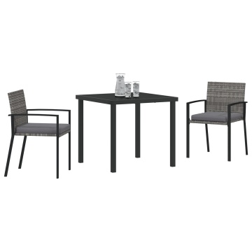 Set de dining pentru grădină 3 piese gri poliratan - Img 3