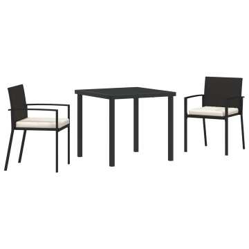 Set de dining pentru grădină 3 piese Negru Poliratan - Img 2