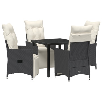 Set de dining pentru grădină 5 piese cu perne Negru Poliratan - Img 2