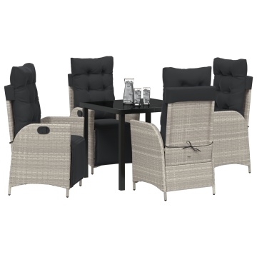 Set de dining pentru grădină 5 piese Gri Deschis Ratan Sintetic - Img 3