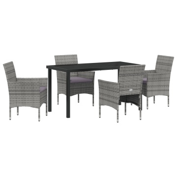 Set de dining pentru grădină 5 piese Gri Rattan Polimeric - Img 2