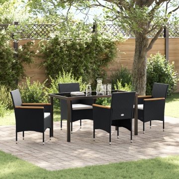 Set de dining pentru grădină 5 piese Negru Poli Ratan - Img 1