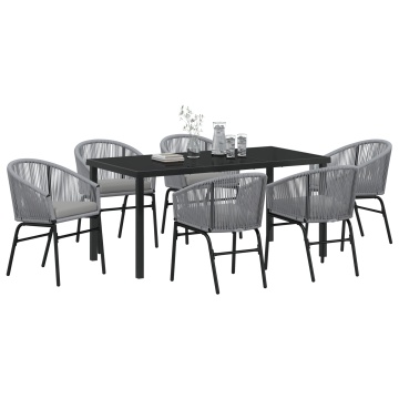 Set de dining pentru grădină , 7 piese Grey Poliratan - Img 3