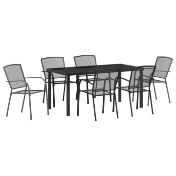Set de Dining pentru Grădină 7 Piese Oțel Antracit - Img 2