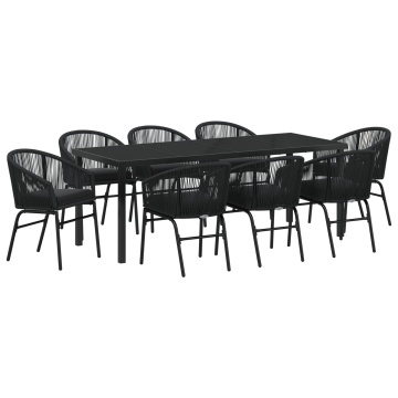 Set de Dining pentru Grădină 9 Piese Negru Ratan PE - Img 2