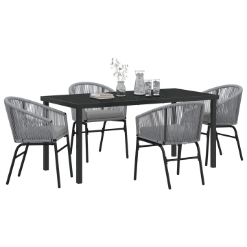 Set de Dining pentru Grădină de 5 Piese Gri Poliratan - Img 3