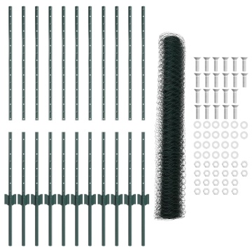 Set de Gard de Grădină Set de 2 Verde Metal 25 x 1 m Durable - Img 3