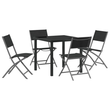 Set de grădină 5 piese - Textilenă neagră și oțel - Img 2