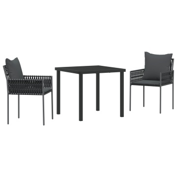 Set de grădină de 3 piese cu perne, rattan negru - Img 2