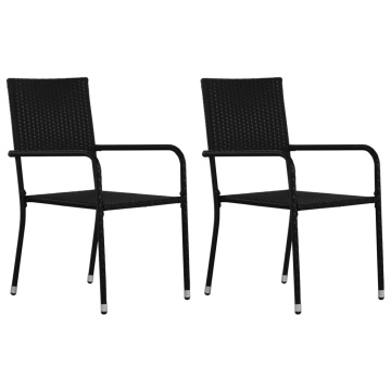 Set de masă pentru grădină, 3 piese, negru - Img 2