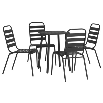 Set de masă pentru grădină, 5 piese, antracit, oțel - Img 3