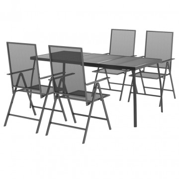 Set de masă pentru grădină, 5 piese, antracit, oțel - Img 3