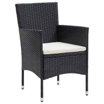 Set de masă pentru grădină, 5 piese, cu perne, negru - Img 8