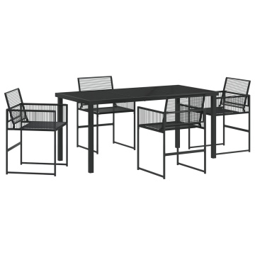 Set de Masă pentru Grădină 5 Piese Negru Rattan PE - Img 2