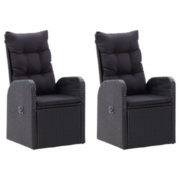 Set de masă pentru grădină, 7 piese, cu perne, negru - Img 3