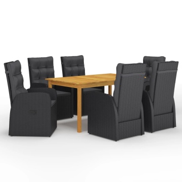 Set de masă pentru grădină, 7 piese, negru - Img 1