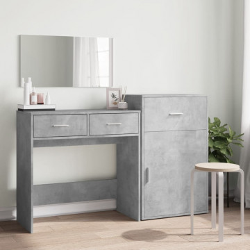 Set de măsuță de toaletă, 3 piese, gri beton, lemn prelucrat - Img 3