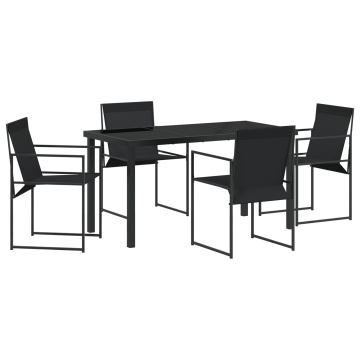 Set de mese pentru grădină 5 piese Negru Textilene și Oțel - Img 2