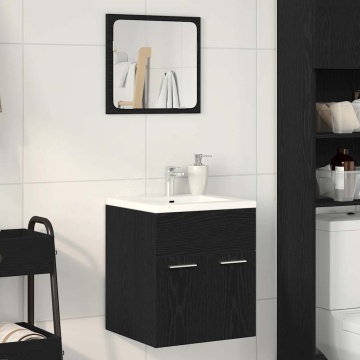 Set de mobilier de baie din 2 piese din lemn de stejar negru - Img 3