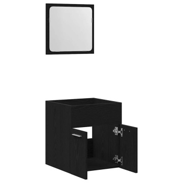 Set de mobilier de baie din 2 piese din lemn de stejar negru - Img 8